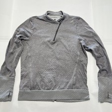 Adidas Running 1/4 Zip Fleece ClimaHeat Gray Jacket Women's Size Med Thumb Holes