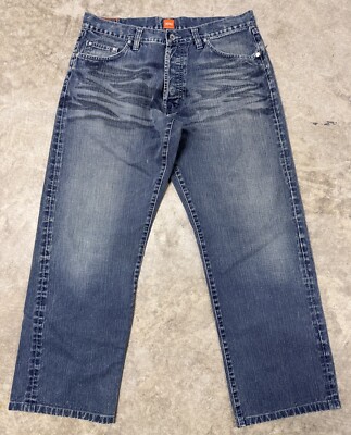 Hugo Boss Orange Jeans Men s 33x28.5 Regular Straight Vintage Y2K Faded