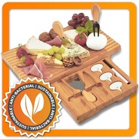 KäSebrett KäSeplatte Set Schneidebrett KäSemesser Xxl 8Tlg Bambus Holz Geschenk