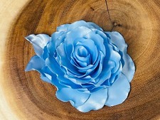 Handmade Hair Comb 4" Flower Bridal Formal French Barrette Clip Blue