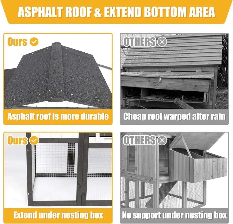 Gallinero al aire libre PetsCosset patio trasero de madera de 2 pisos gallinero corrida de pollos Foto 4 de 4