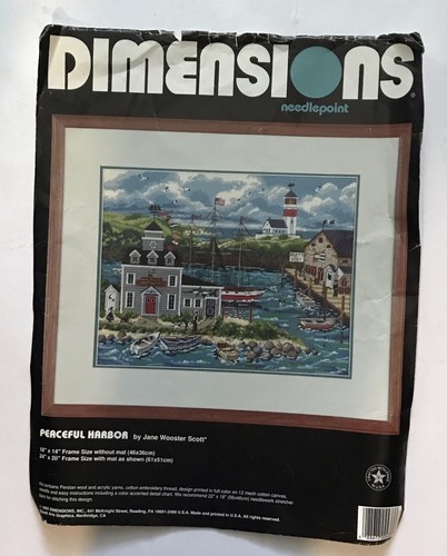 Dimensions Peaceful Harbor Lighthouse Dock Needlepoint 75% Completed - Picture 7 of 8