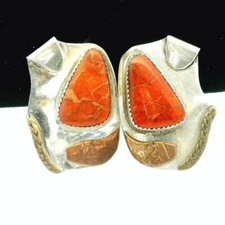 Lazaro Gutierrez Sterling Silver and Brass Clip on Earrings 15.8 Grams