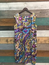 I.N. Studio Multi-Color Large Floral Print Sleeveless Sheath Dress Womens 16*