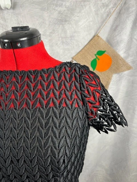 Kay Unger 黑色 Tatum 花卉花边紧身迷笛连衣裙 0 码鸡尾酒 $248 — 第 2/4 张图片