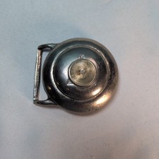 Vintage Style Sunburst Belt Buckle Round Silver Tone Etched Design 2.5" Diameter