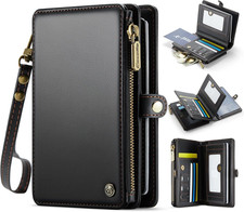 Travel Passport Holder Wallet RFID Card Organizer AirTag Slot Wristlet Black