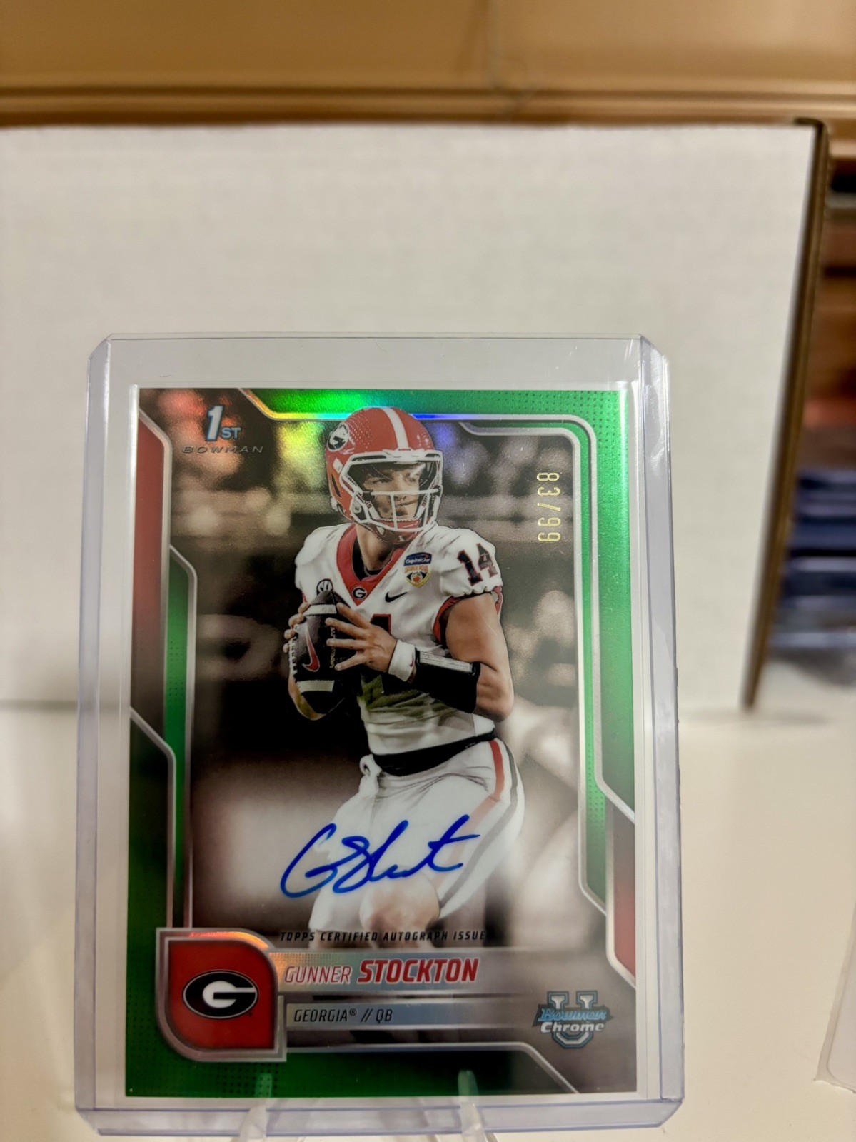 Gunner Stockton 2025 Bowman U Chrome Autograph BCA-GS 1st Green Refractor /99