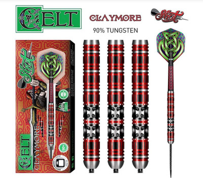 Shot! Darts Celt Claymore Steel Tip Dart Set 90% Tungsten Barrels - 25G