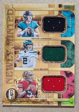 2021 Panini Gold PATCH - Trevor Lawrence, Z. WIlson, T. Lance #NMT-QB (27/149)
