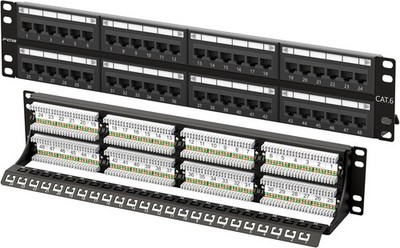 FGB 48-Port Cat6 Patch Panel 2U 19'' Rackmount Wall Mount Gigabit RJ45 NEW