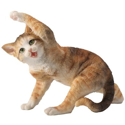 Veronese Design 3.5'' Yellow Tabby Yoga Cat Twist Pose Resin Miniature