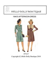 4954 Day Dress 1940's Fashion Doll Pattern You choose your size