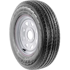 Tire RubberMaster RM76 ST225/75R15 E 10 Ply 5x4.5 White Eight Spoke Asembly