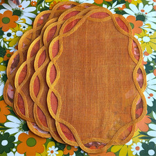 Natural Jute Woven Mesh Placemats W Scalloped...