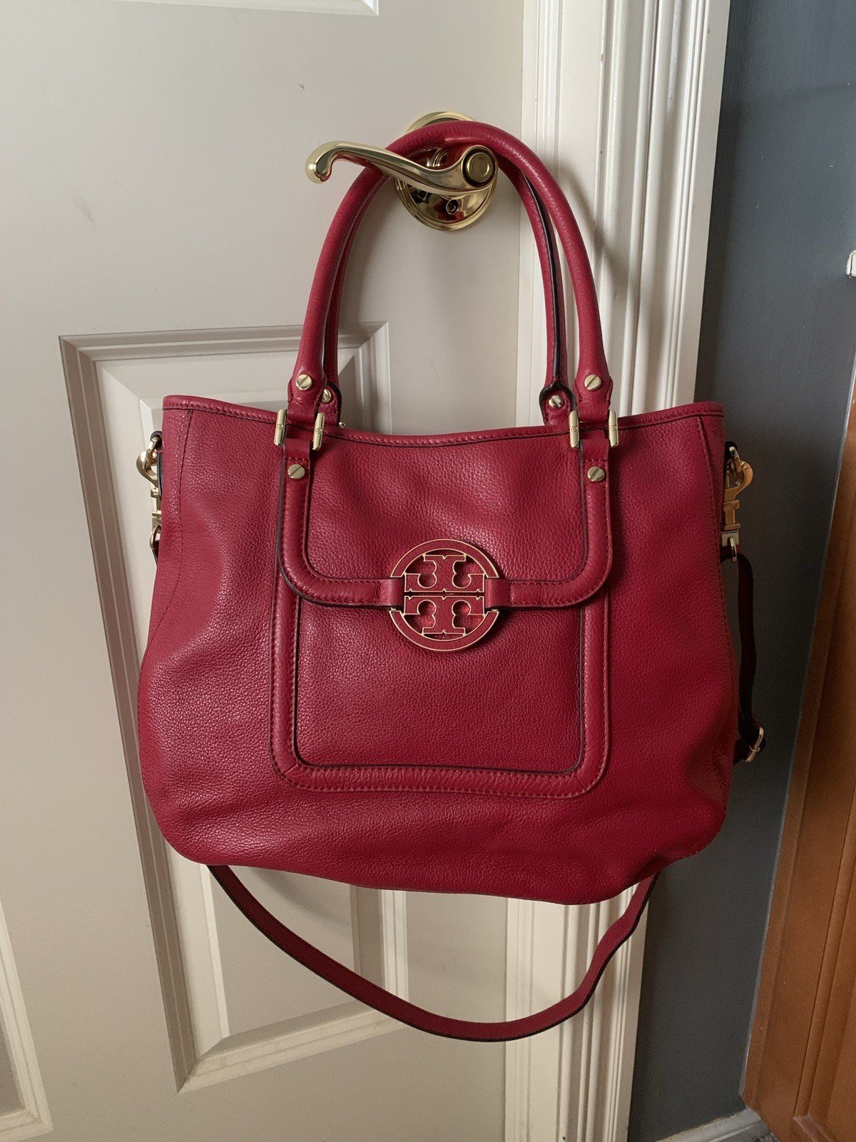 Brand NWT 100percent Auth Genuine Leather Tory Burch Amanda, Auburn (Dark Red) RARE!!!