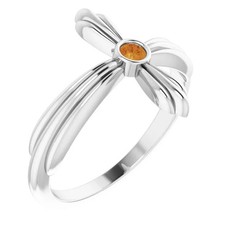 Citrine Solitaire Sideways Cross Ring In Sterling Silver
