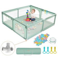 Baby Playpen Extra Large 160cm Safe Non-Slip Full Mesh Design Indoor Outdoor Pla