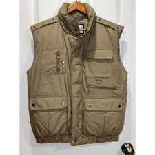 The Company Store Mens Tan Puffer Vest Size S Pockets Collared Outdoor