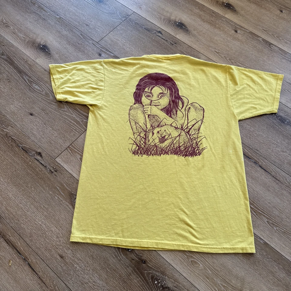 Camisa Little Rock Para Hombre L Rock N Roll Amarilla De Colección Años 90 Escalada Envejecida Foto 2 de 4