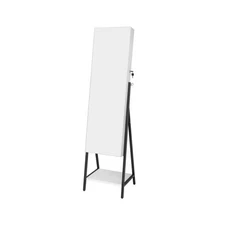 Freestanding Jewelry Cabinet with Full-Length Mirror-White - Color: White