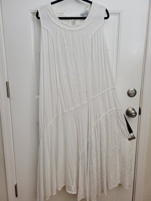 Catherine's Women's 2XL White Embroided Boho Lined Tank Tent Dress