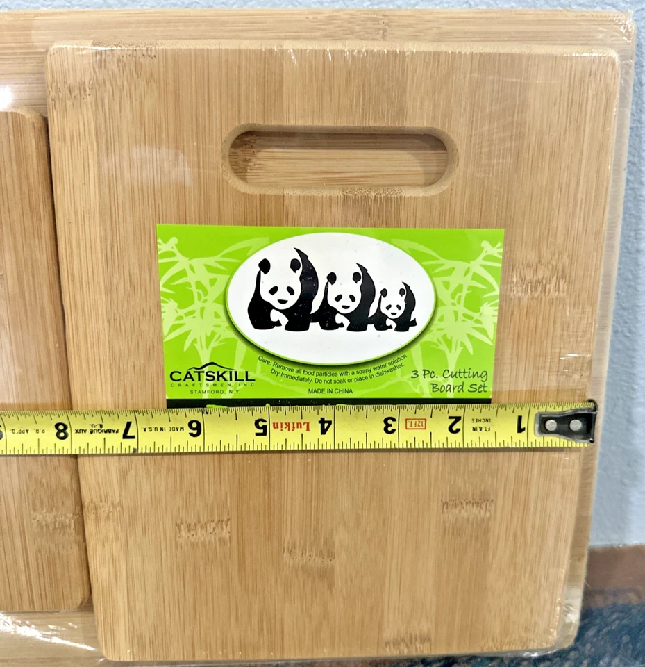 Catskill Bamboo 3 Pc Cutting Board Set New Sealed 5x8 8x10 11x14 Kitchen Prep - Image 4 of 4