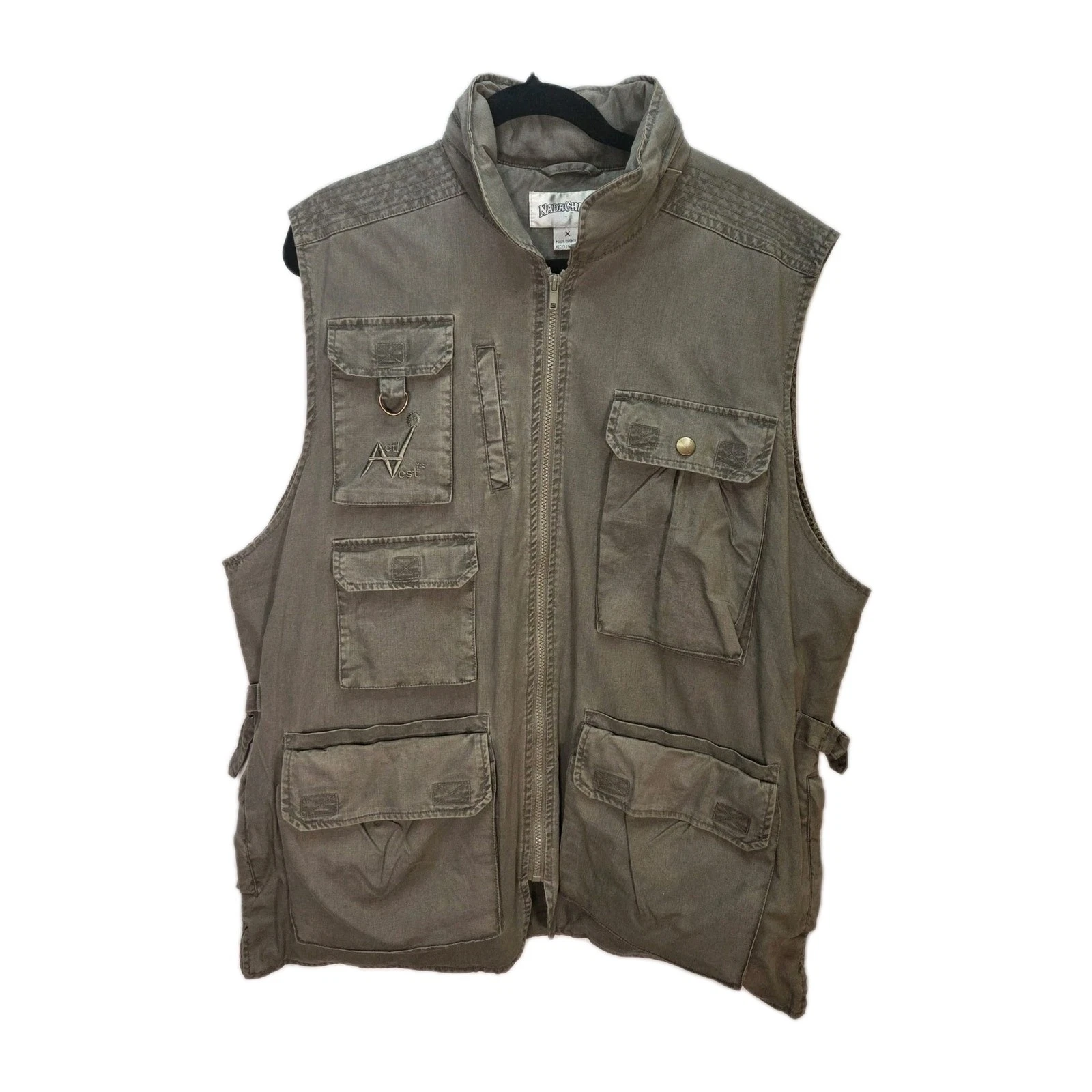 Vtg Acti Vest NADACHAIR Hunting Fishing Vest Size XL Back Strap Vented Green