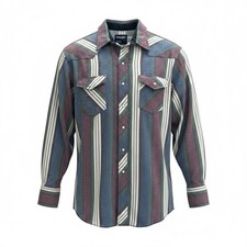 VTG Wrangler Flannel Striped Pearl Snap Western Cowboy Shirt X-Long Tails XXL