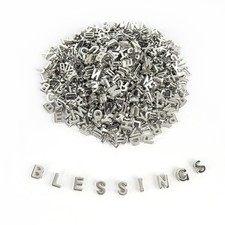 500 Pieces 9x12mm Big Large Alphabet Letter 0.47x0.4 inch/1.2x1.1 cm, Silver