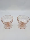Lot of 2 Anchor Hocking Glass Mayfair Open Rose Pink Footed Sherbet Dishes 3.25"