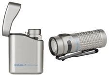 Olight Baton 4 Premium Ti Rechargeable 1300 Lum Flashlight w/Charging Case, 170M