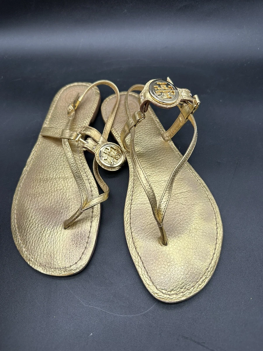 Metallic gold tory burch sandals new arrivals
