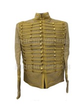 Men's Military Uniform Beige Napoleonic Hussar Jacket Tunic Pelisse Jimi Hendrix