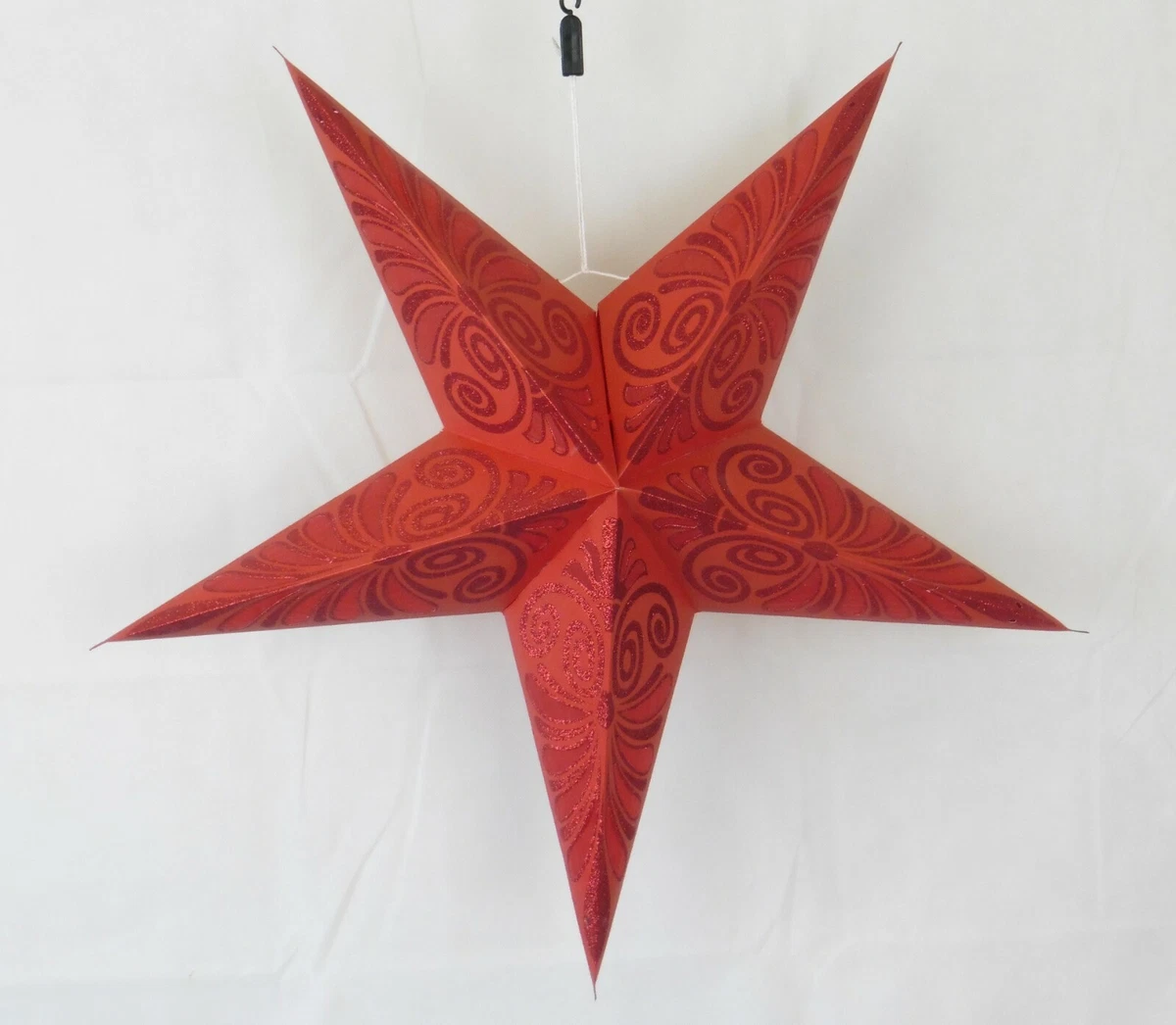 Diwali Christmas Wedding 5 Point Paper Star Lampshade Red with Glitter