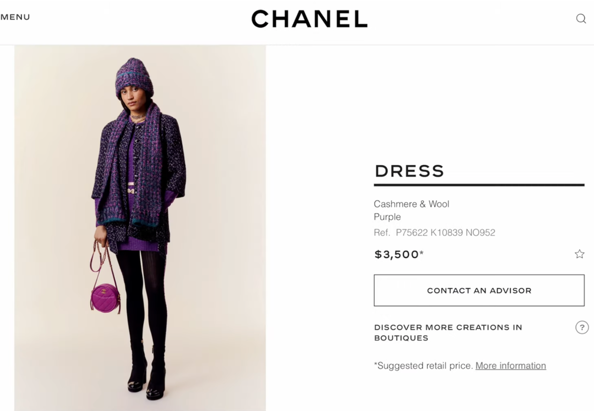 NEW $3500 CHANEL 23B PURPLE CASHMERE WOOL KNIT SWEATER MINI DRESS