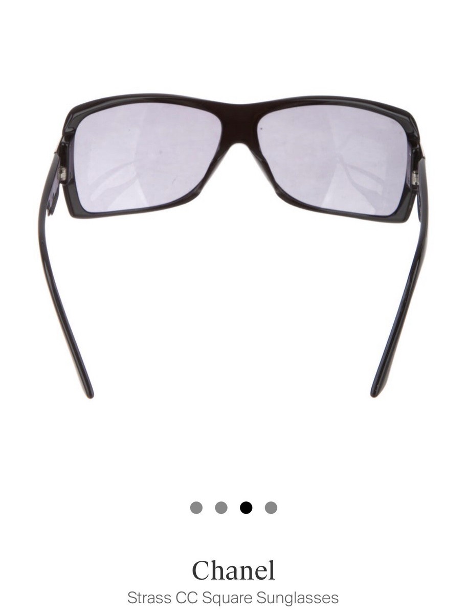 Chanel Strass Rhinestones Square “CC” Black Sunglasses 5081 