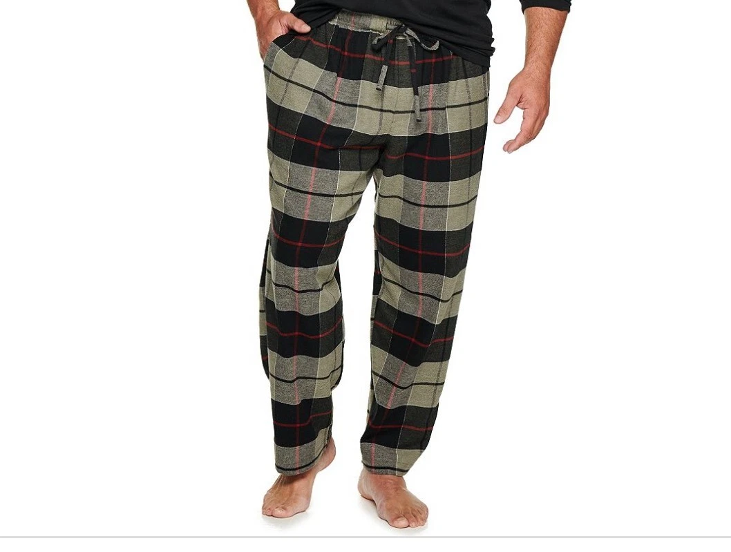 Sonoma Men s Flannel Pajama Pants Size 3XB. Side Pockets Sleep Pants Gray Black