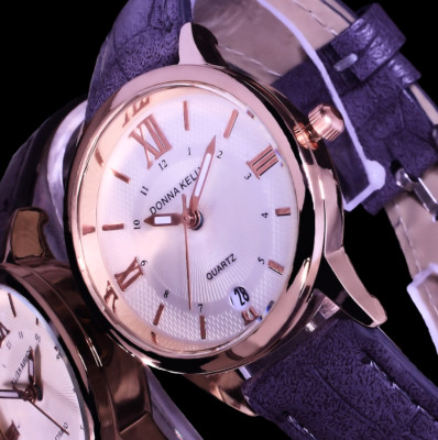 Donna Kelly Uhr Damenuhr Armbanduhr Dunkel Grau Rose Gold Farben Datum L20