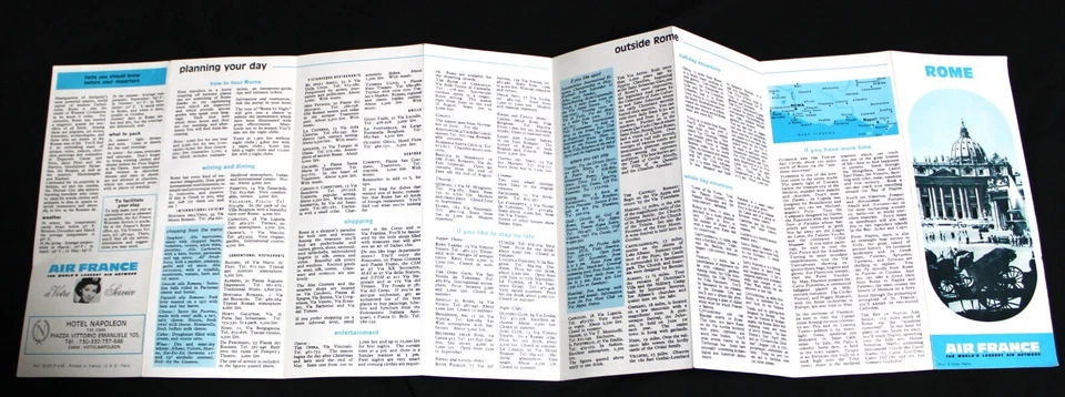 Guía de folletos de Air France Airlines de Roma Italia 1965 viajes de aviación de colección Foto 4 de 4