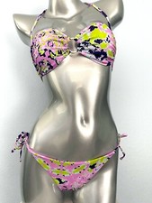 Victoria's Secret Paradise Pink Ring Ruched Top String Bikini Bottom Swim Set