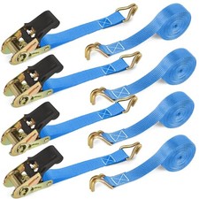 4 x 800 KG Ratchet Straps Hooks Tensioning Belts Lashing Straps Car Trailer Van
