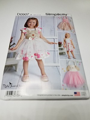 SIMPLICITY 0907, TODDLER'S DRESS, PANTIES, TUTU APRON. SIZE 1/2-4. NEW UNCUT