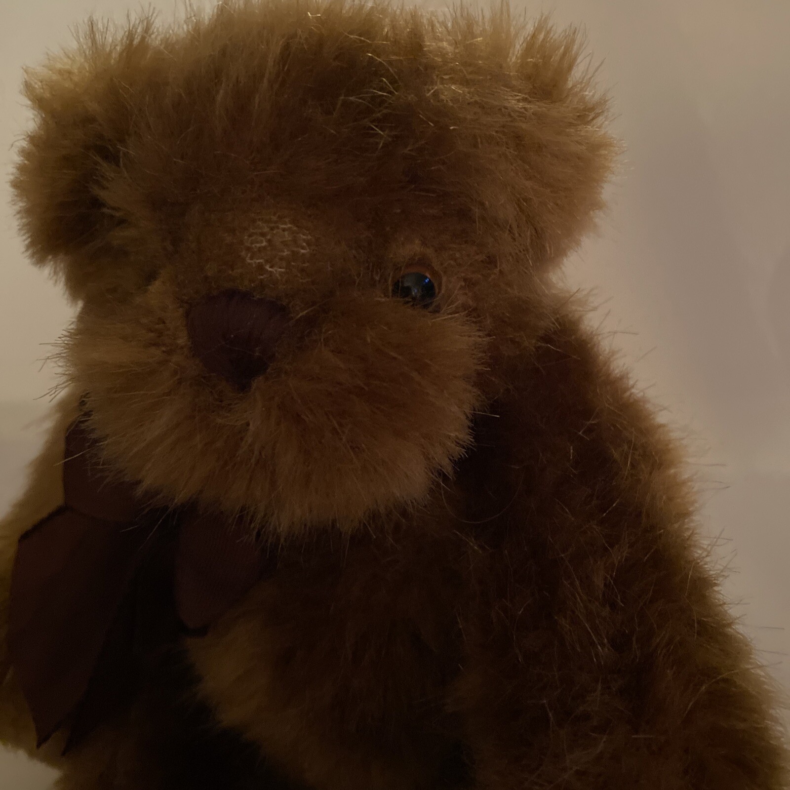 Once Upon a Time Brown Bear by Artist Linda M Rick 10" jointed Plaid Feet Fuzzy