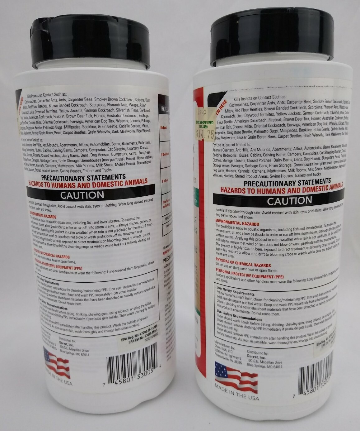 Durvet Flea & Tick Powder Kills Insect on Contact Bedbug Dust Mites 8oz