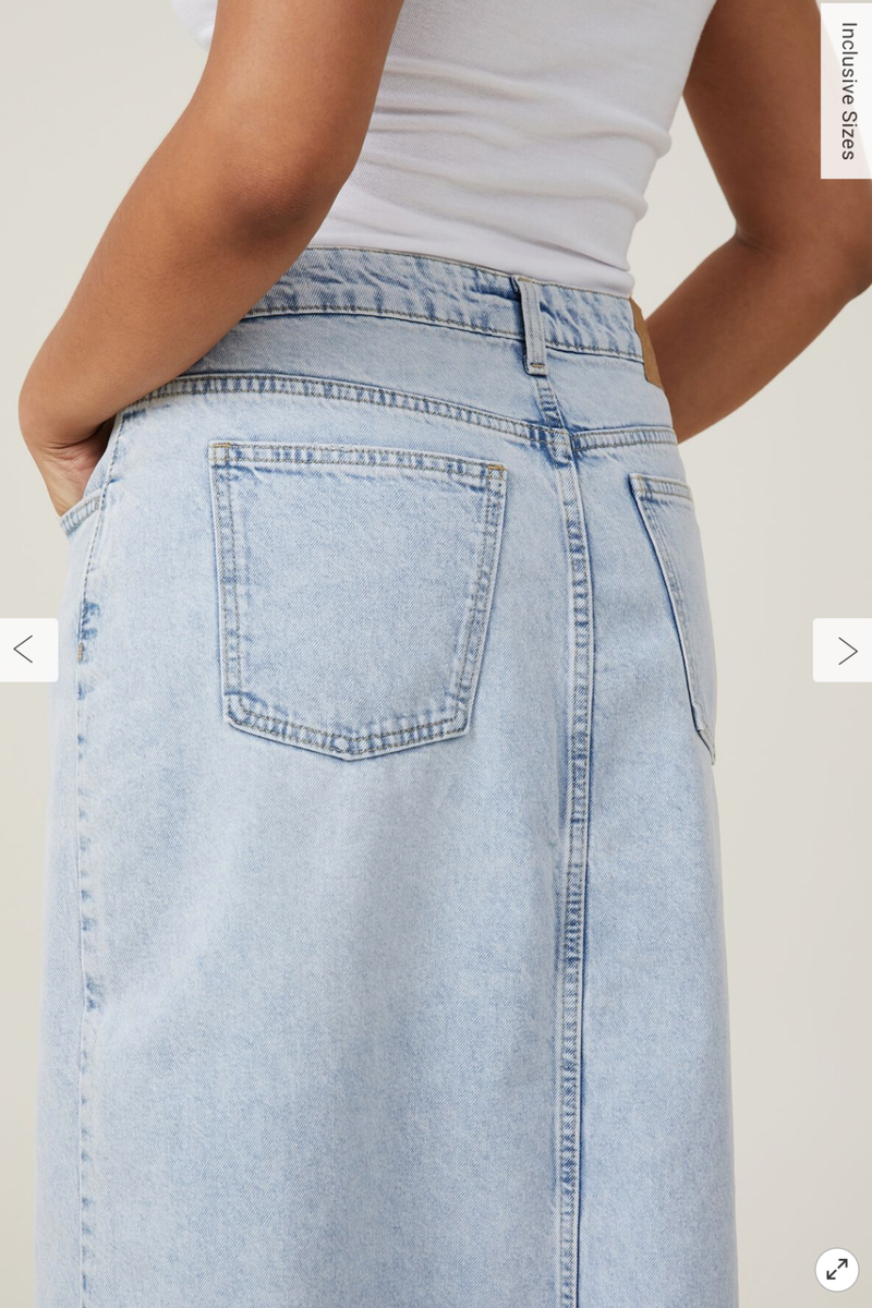 Cotton:On Women's Bailey Denim Maxi Skirt with Slit Light Palm - Main Image