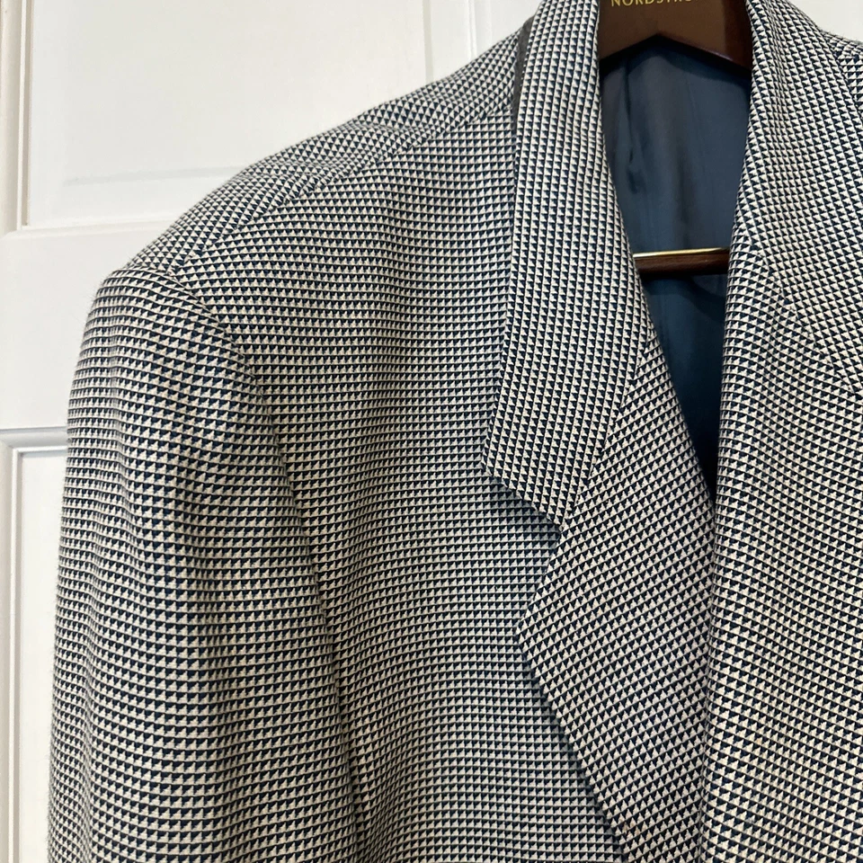 Abrigo deportivo de lana a cuadros azul Zanetti italiano fino para hombre -46L Foto 2 de 4