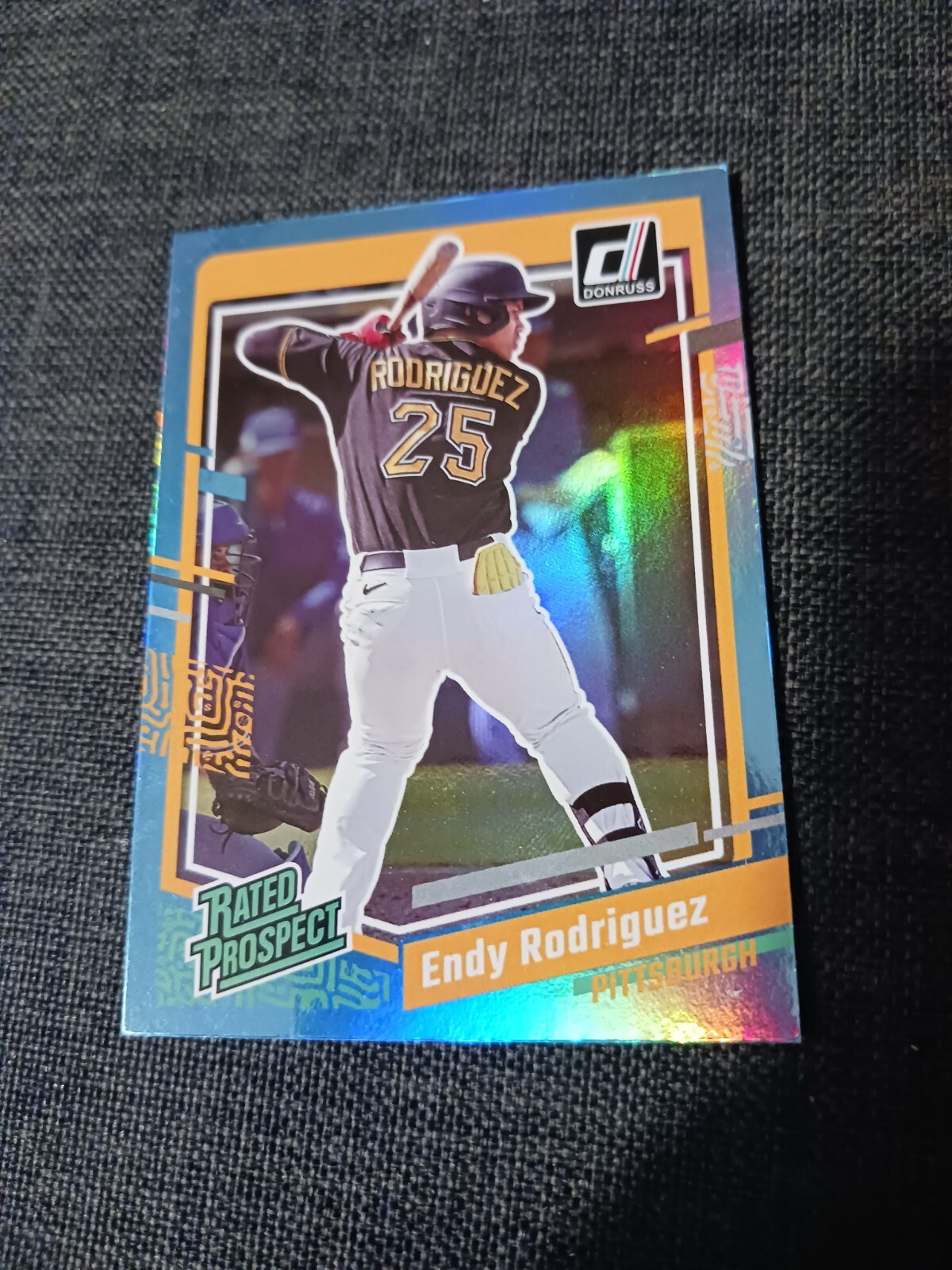 2023 Panini Donruss Rated Prospect Holo Carolina Blue Endy Rodriguez #53 Pirates