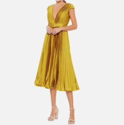 knee length dresses for ladies Pleated Caplet Tea-length Dress main image 0