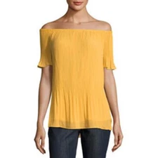 Michael Kors | NWT | Large | Chiffon Pleated Off-The-Shoulder Blouse Top $88